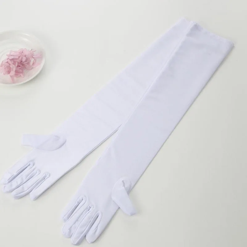 white 45 см/55 см сексуальные эластичные спандекс перчатки с длинными пальцами женское платье с перчатками драматические танцевальные шоу вечерние принадлежности - Цвет: white