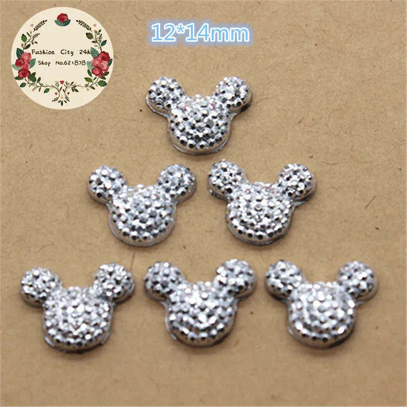 mickey 100pcs 100 шт полимерные серебряные блестящие стразы в форме цветка/сердца/Микки/вишни/короны, кабошон для рукоделия, скрапбукинг - Цвет: mickey 100pcs