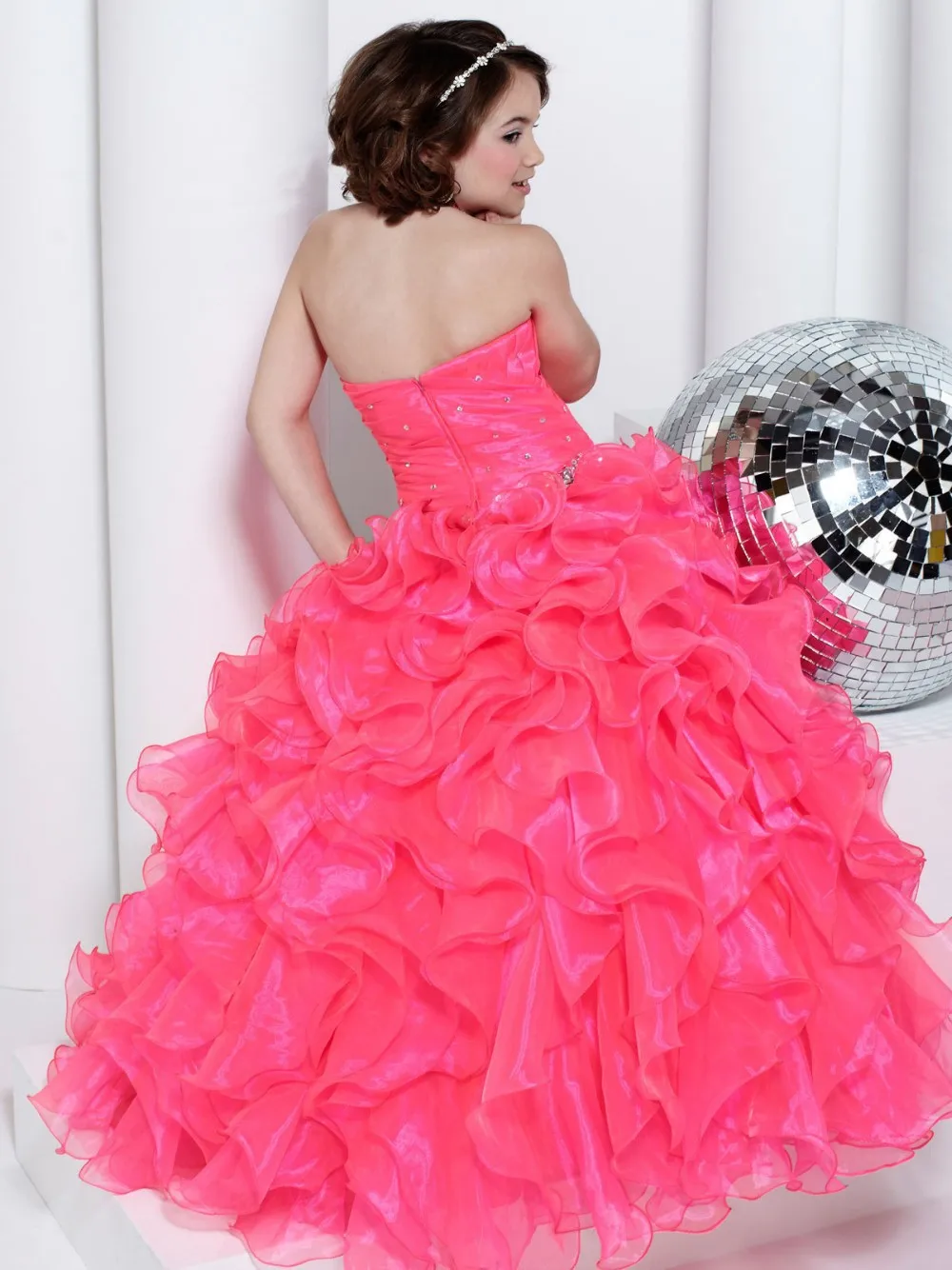 

New Style 2017 Girl's Pageant Dress Ball Gown Halter Beaded Organza Layers Flower Girl Dresses Sleeveless Sexy Skirt ZG005