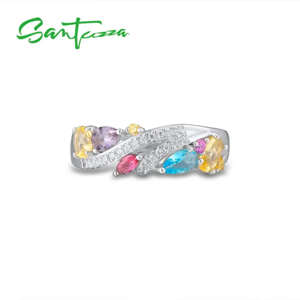 Женское серебряное кольцо SANTUZZA из серебра 925 пробы с разноцветными камнями и