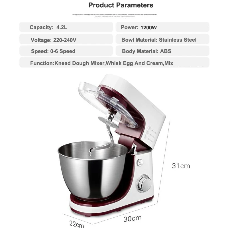 Электрический миксер для еды 6 скоростей Миксер с венчиком теста 1200 Вт 4 2л|electric food