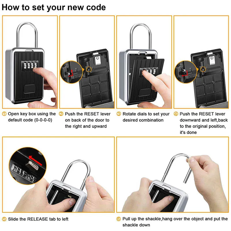 Key Storage Lock Box with 4-Digit Combination Hanging Safe for Indoor Outdoor UY8 | Безопасность и защита