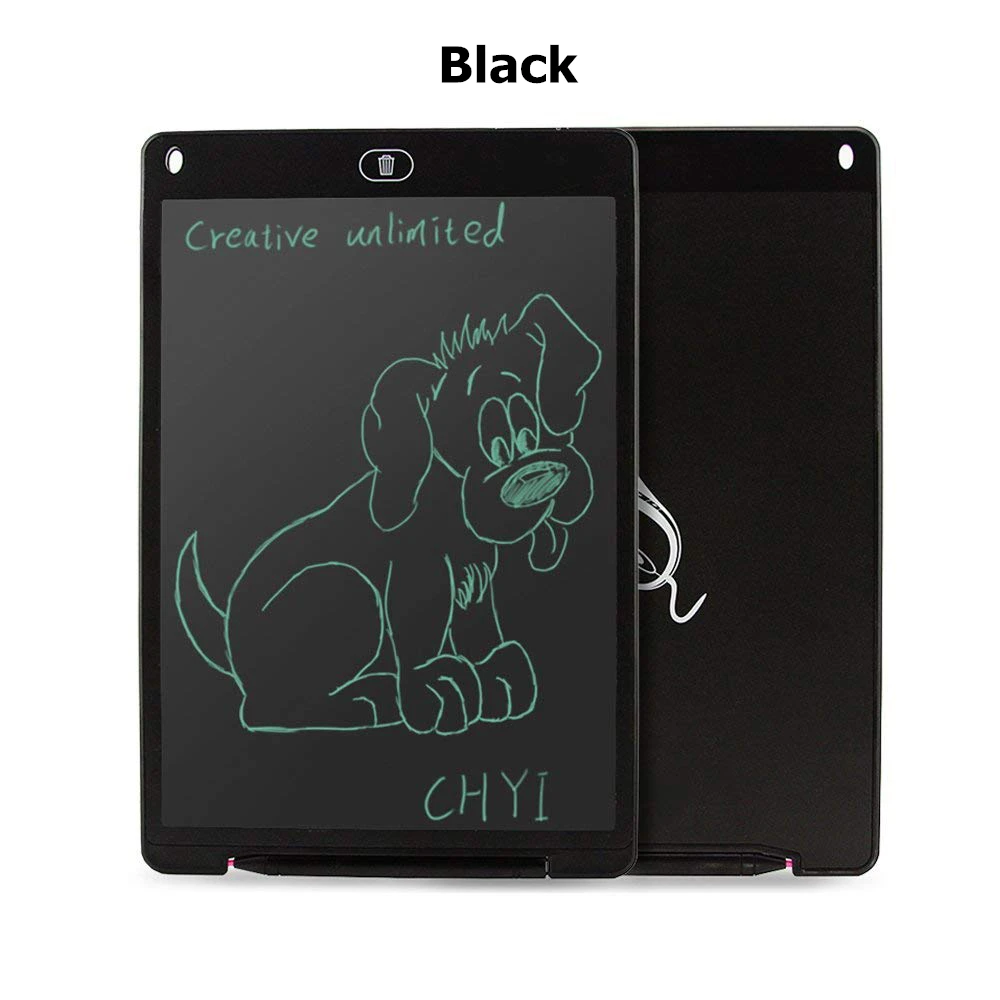 Black 12 дюймов ЖК-дисплей дощечку цифровое планшет для рисования почерк колодки Портативный электронный планшет доска ультратонкий доска с ручкой - Цвет: Black