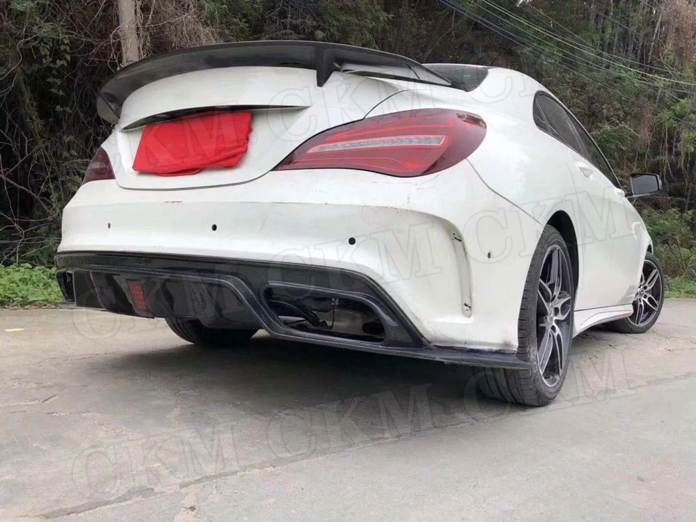 Для CLA класс карбоновый бампер расширение для Benz W117 CLA180 CLA200 CLA250 CLA260 CLA45 2013- с светодиодный светильник задний губ