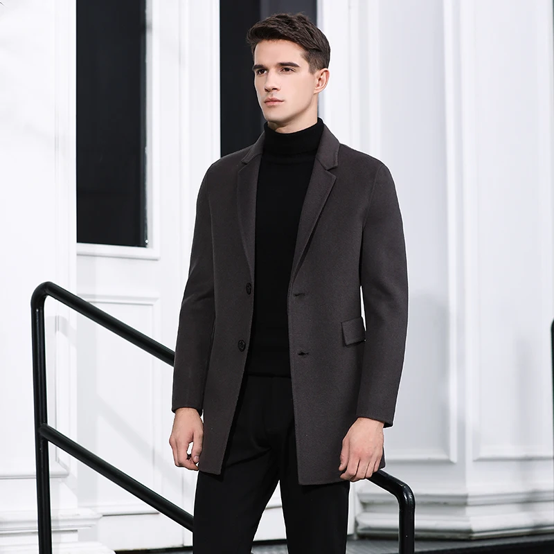 Новинка Мужские осенне зимние двухсторонние шерстяные пальто куртки мужское