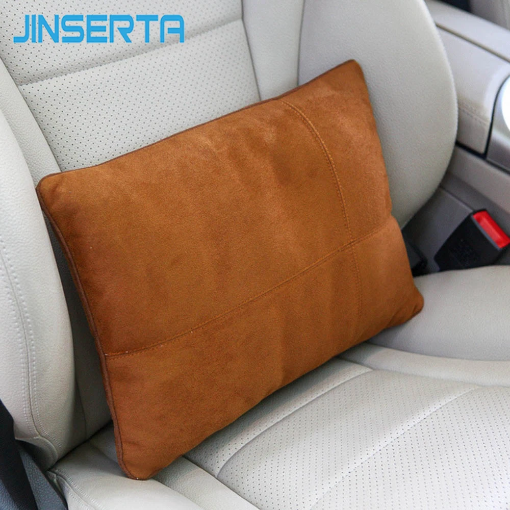 JINSERTA Suede Fabric Car Seat Back Waist Pillow Maybach Design S Class Lumbar Support Rest Pillow for Car Seat Office Chairs