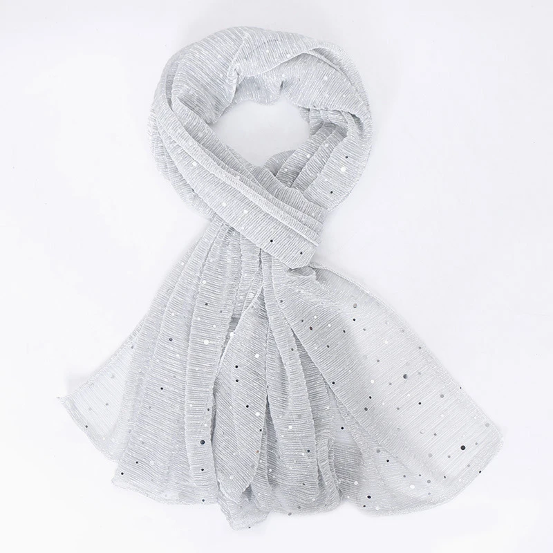 MANYUE-CO Women Hijab Scarf Shiny Shimmer Sequins Head Scarf Gold Silver Yarn Muslim Glitter Islamic Sarves Shawls and Waps - Цвет: Color 5