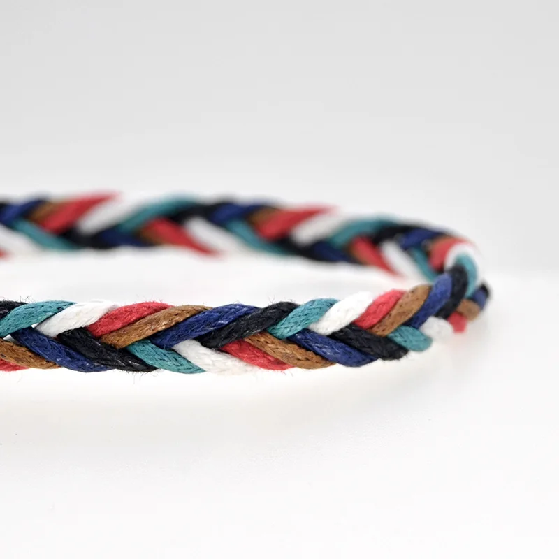 Pulseras красочные рыбья кость плетеные браслеты Хлопок Веревка Регулируемый для