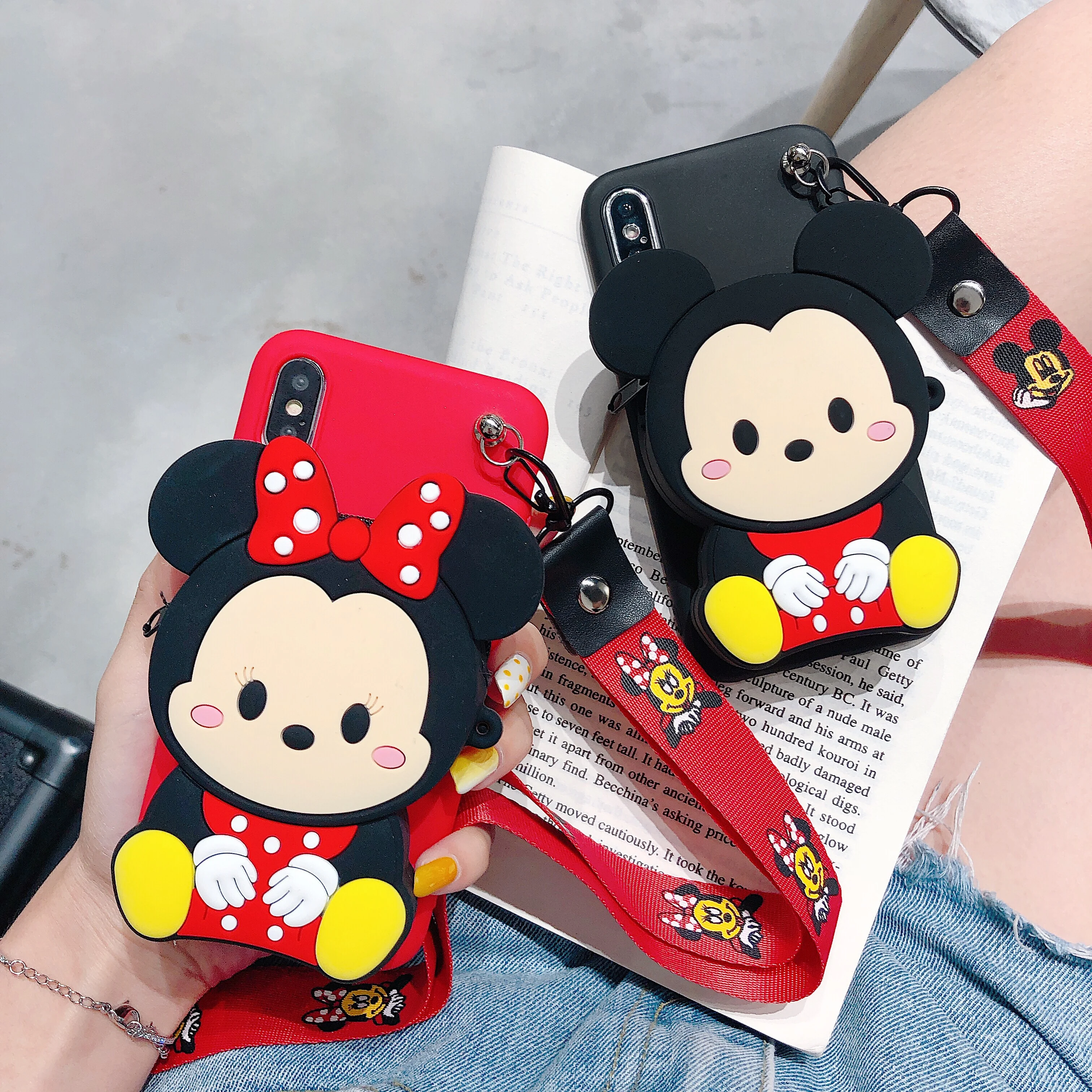 Силиконовый чехол-бумажник с мультяшным Микки и Минни для iphone XR X XS Max 6 6s 7 8 Plus