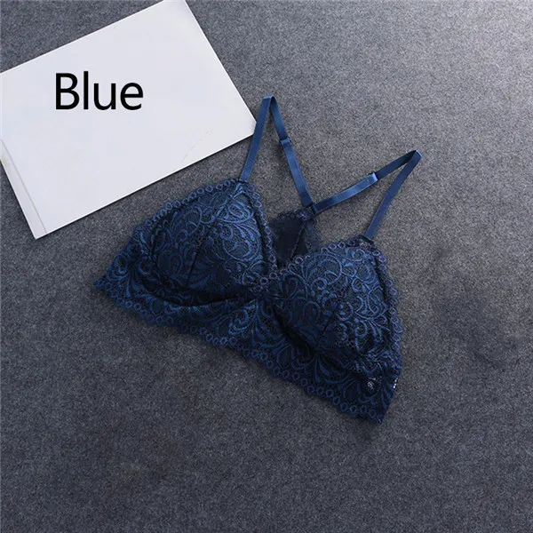 Синий Сексуальные кружевные бюстгальтеры для женщин, отжимать Bralette, y-образный бюстгальтер на бретельках, женское нижнее белье большого размера, нижнее белье, модный бюстгальтер, бикини без косточек - Цвет: Синий