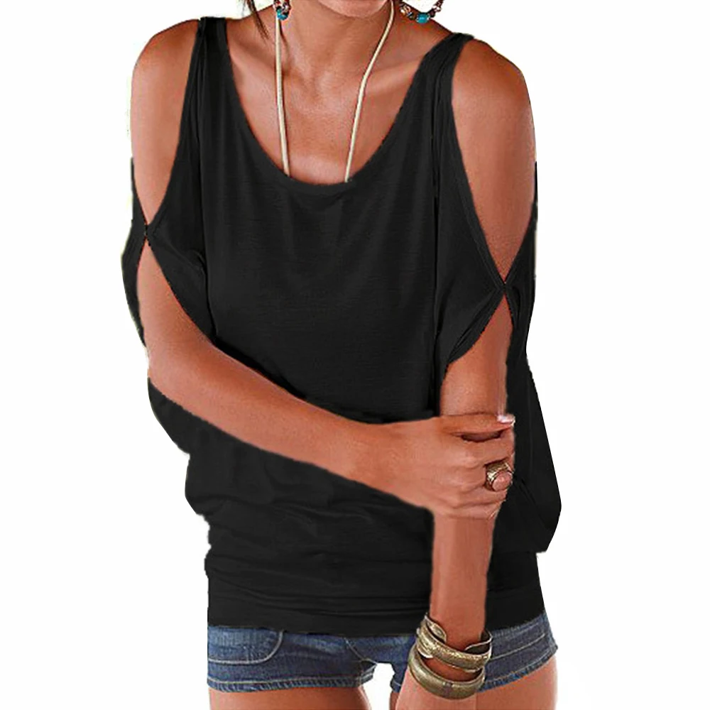 Женская летняя повседневная футболка с открытыми плечами на шнуровке