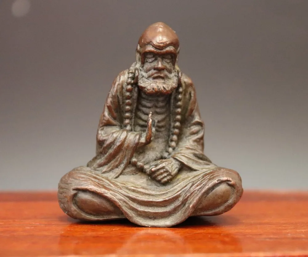 6 см Китайская красная медь arhat Rohan Luo Han Daruma Master Of Zen Dharma статуя|Статуи и скульптуры|