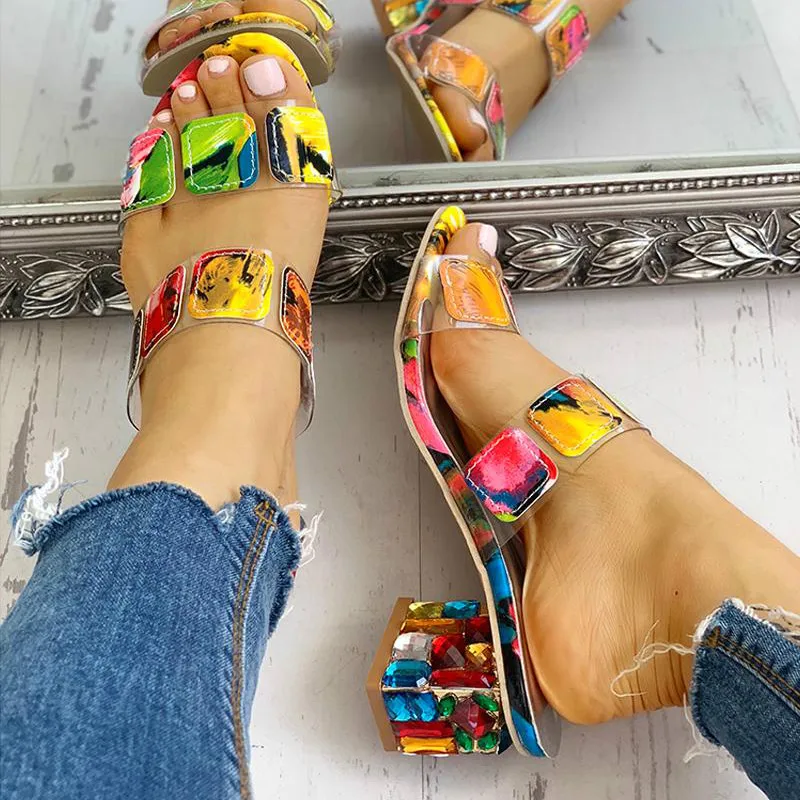 Женские блестящие Нескользящие сандалии 4 см разразы с открытым носком на
