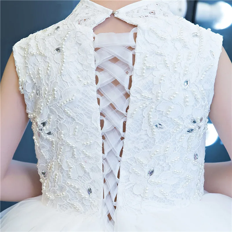 

2017 White Lace Sequin Flower Girls Dresses For Wedding Girl Formal Birthday Party Dress Princess Gown First Communion Vestido