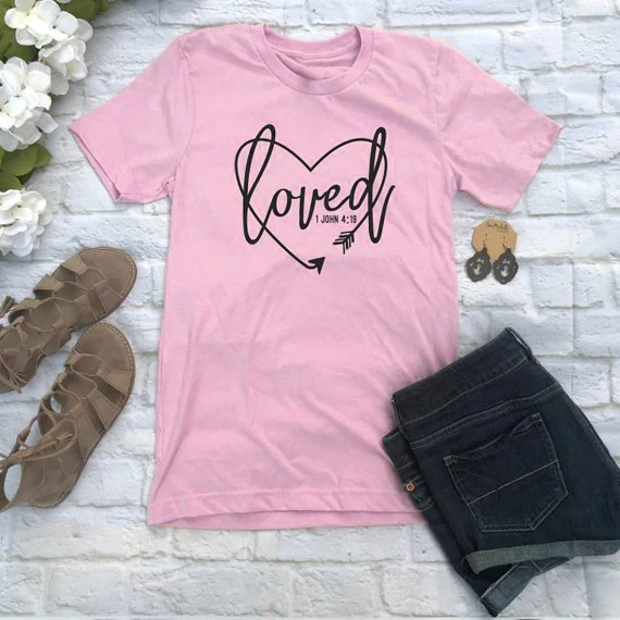 Футболка женская с надписью Love Arrow Heart 1 рубашка коротким рукавом и круглым