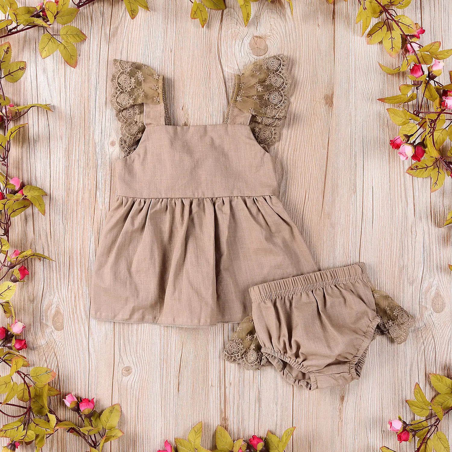 Одежда для малышей из 2 предметов кружевные топы новорожденных девочек платье с