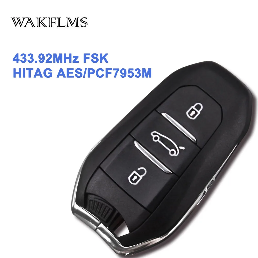 3 кнопки 433,92 МГц PCF7953M/HITAG AES/4A чип полная смарт-карта Автомобильный ключ Замена для CITROEN C4 Picasso замок