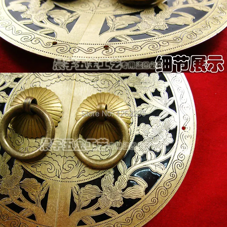 14cm Rich flowering round brass handle Antique pull ring Double open cupboard Copper door handles | Обустройство дома