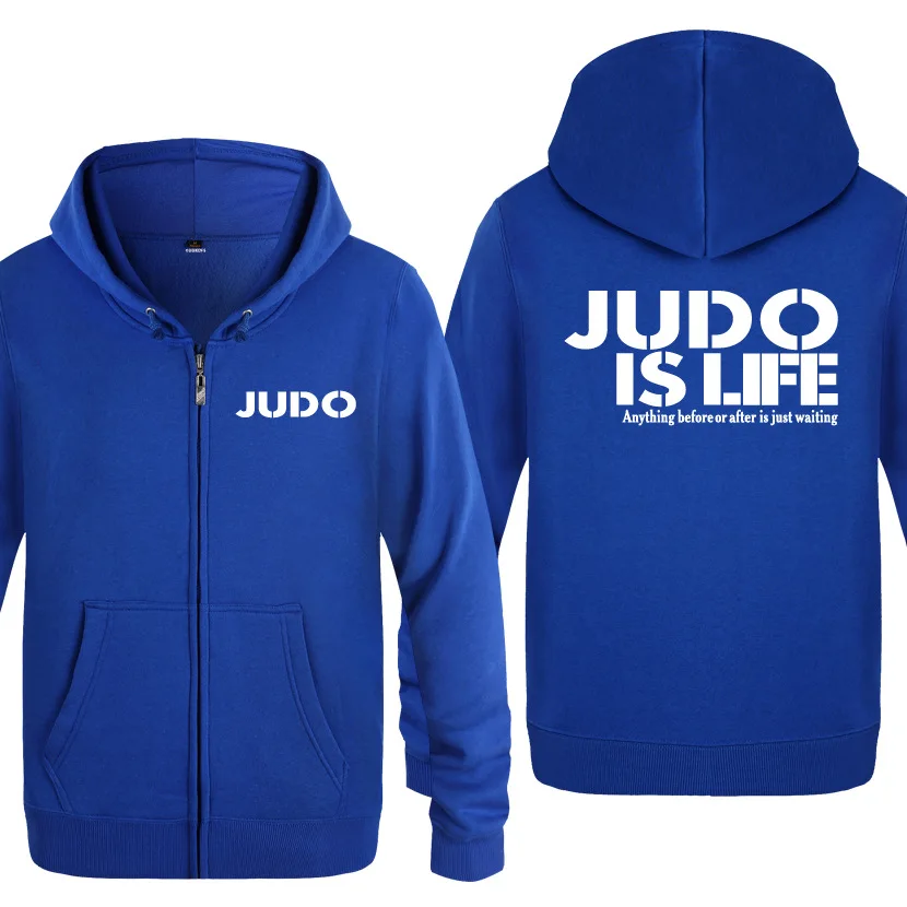 14 Мужские толстовки с капюшоном на молнии с надписью «Judo is Life», мужская флисовая толстовка с капюшоном и длинным рукавом, мужская куртка, пальто, Толстовка для фитнеса, спортивный костюм негабаритных размеров - Цвет: 14