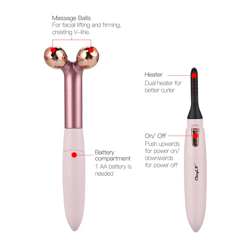 2 в 1 электрическая ручка с подогревом для ресниц массажер глаз роликовый массаж