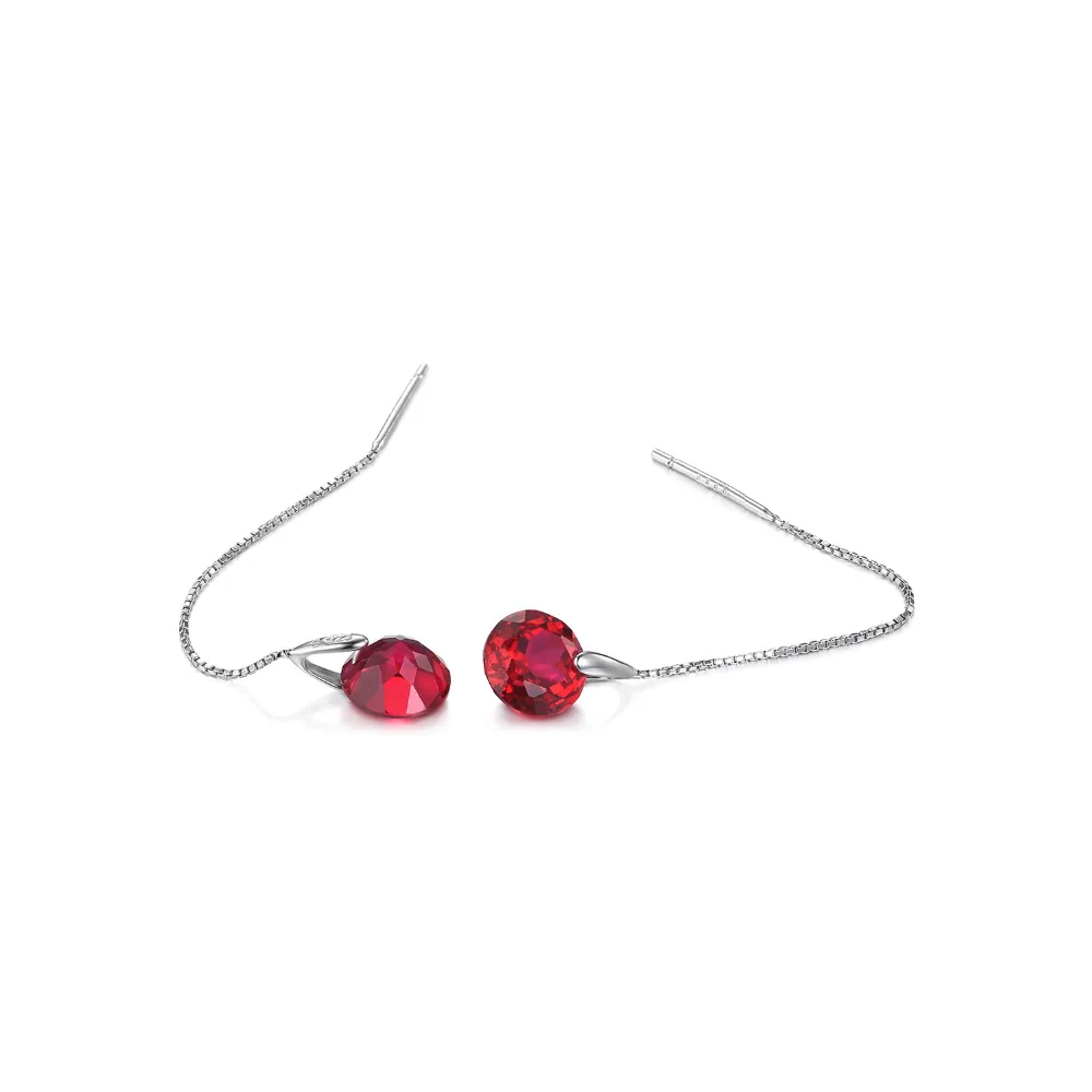 Jewelrypalace модные 5.59ct круглый СОЗДАН RUBY нити Серьги 925 серебро Ювелирные украшения