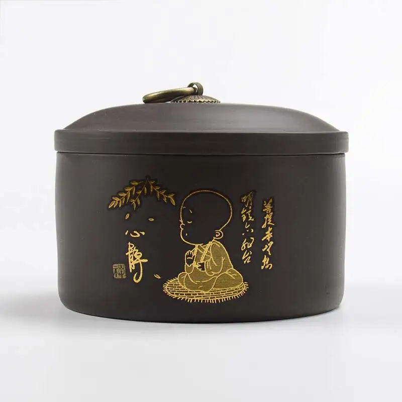Tea storage tank Чайный набор из фиолетового песка, керамический чайник кунг-фу, емкость для хранения чая, ручной работы, чайный горшок из фиолетового песка, чайная чашка gaiwan Tureen, чайная церемония - Цвет: Tea storage tank