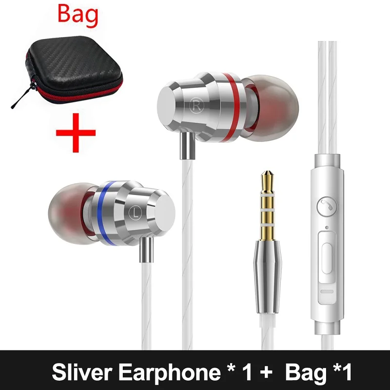 Sliver With Bag MUSTTRUE M6 наушники гарнитура с микрофоном стерео Бас Звук Музыка Игровые наушники для телефонов MP3 3,5 мм проводные наушники - Цвет: Sliver With Bag