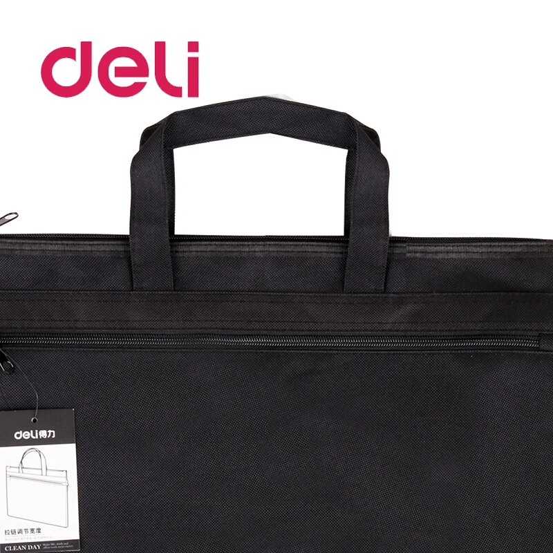 Deli, 1 шт., большая емкость, двухслойный держатель для документов, на молнии, сумка для файлов, с ручкой, водонепроницаемая, холщовая бумага, для ноутбука, деловая сумка