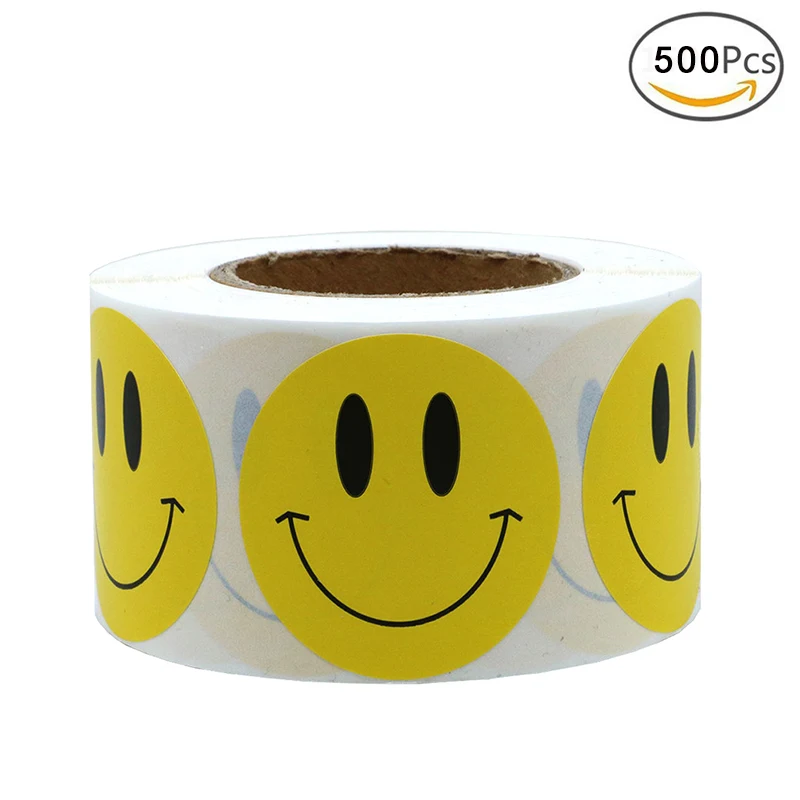 Coceca 500 шт. 1.5 "желтый смайлик Уход за кожей лица Happy Круглый Круг самоклеящиеся