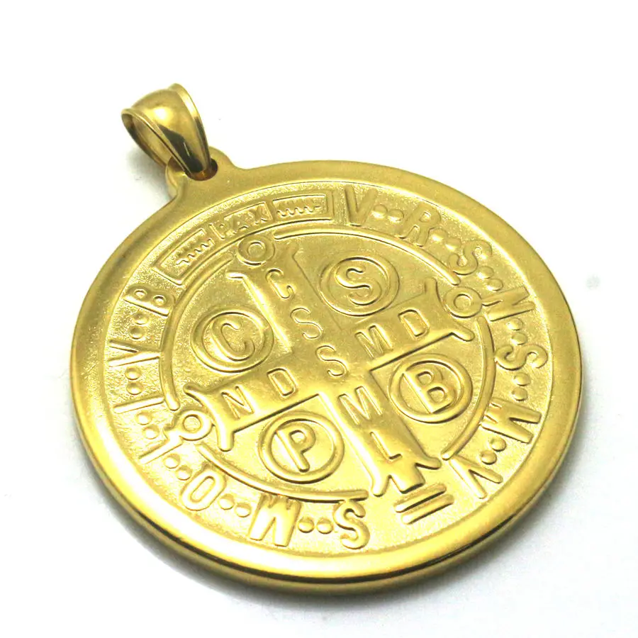 

45mm Saint Benedict of Nursia CSPB CSSML NDSMD 316L Stainless Steel Christianity Catholic Church Jesus Exorcism Big Pendant