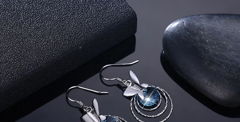 Новые 4 слоя круглый Для женщин серьги синий кристалл от Swarovski серьга с крючком 925 пробы серебро бабочка красивые украшения свадебные