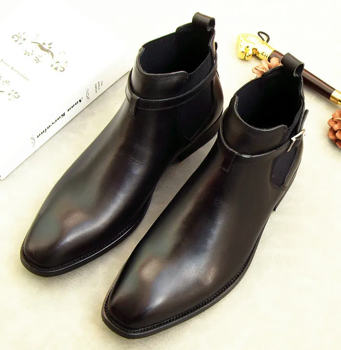 Осенне-зимняя новая модная мужская кожаная обувь мужские деловые туфли с высоким