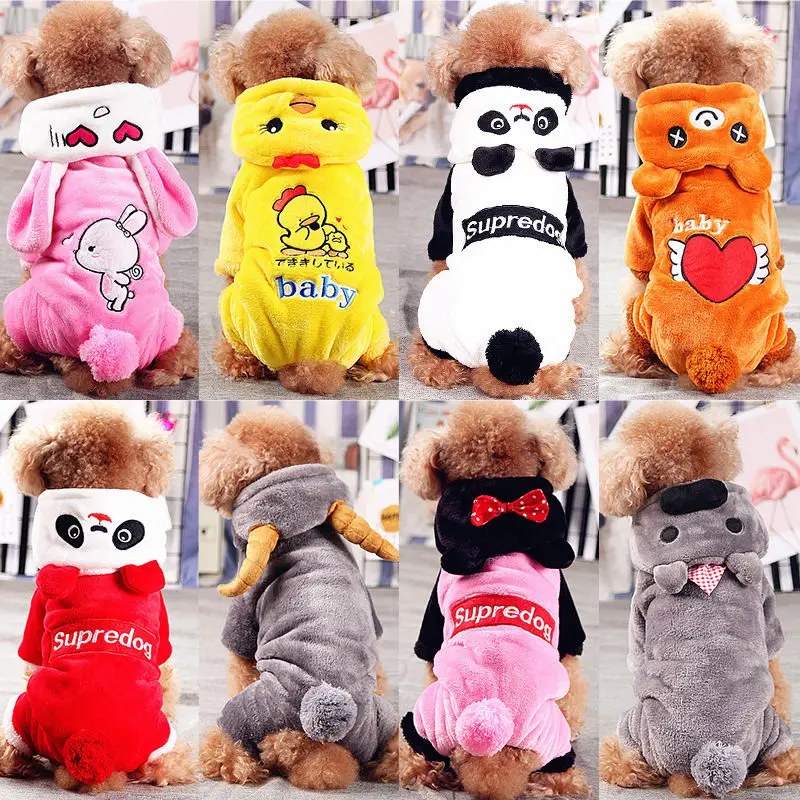 YODE Warm Pet Cat Dog Clothes Christmas New Year Monkey Transform Costume Cute Cartoon Dinosaur panda Fleece Hoodies For Chihu |