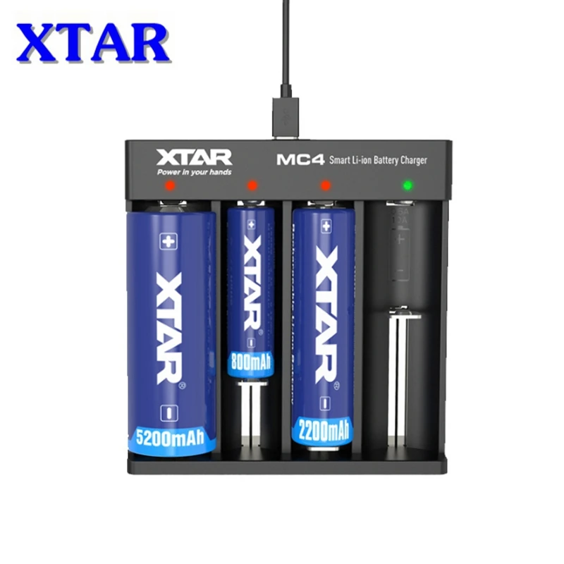 Оригинальный XTAR MC4 Четыре слота Интеллектуальный литиевая батарея зарядное