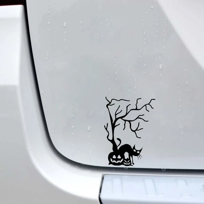 YJZT 10.4*14.2CM Halloween Bat Spooky Tree Cat Pumpkin Vinyl Decor Car Stickers Accessories C12-1045 | Автомобили и мотоциклы