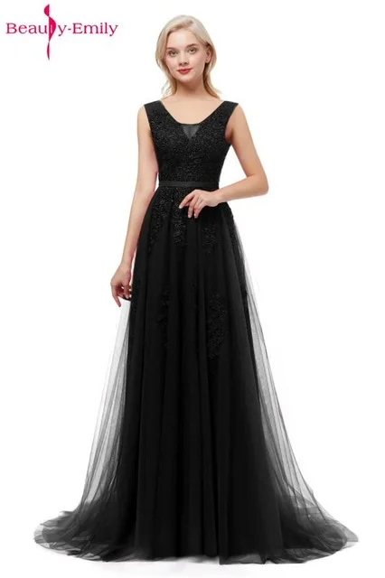 Beauty Emily Robe De Soiree кружевные сексуальные длинные вечерние платья с открытой спиной элегантные вечерние платья в пол - Цвет: Black