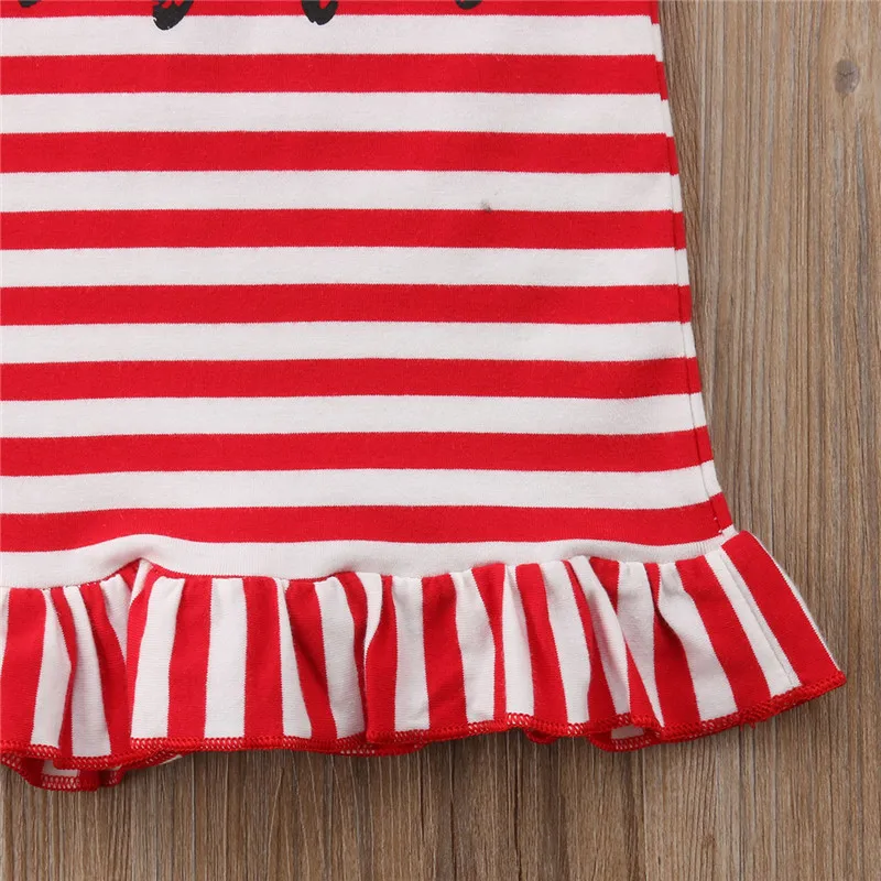 Детское платье для маленьких девочек Летнее без рукавов в красную полоску с