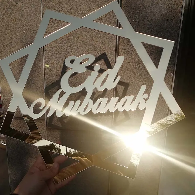 Пользовательские Золотые Зеркальные Eid Mubarak знак, персонализированные Рамадан Мубарак знак, счастливый Eid Hajj mabreur вечерние украшения настенная вешалка