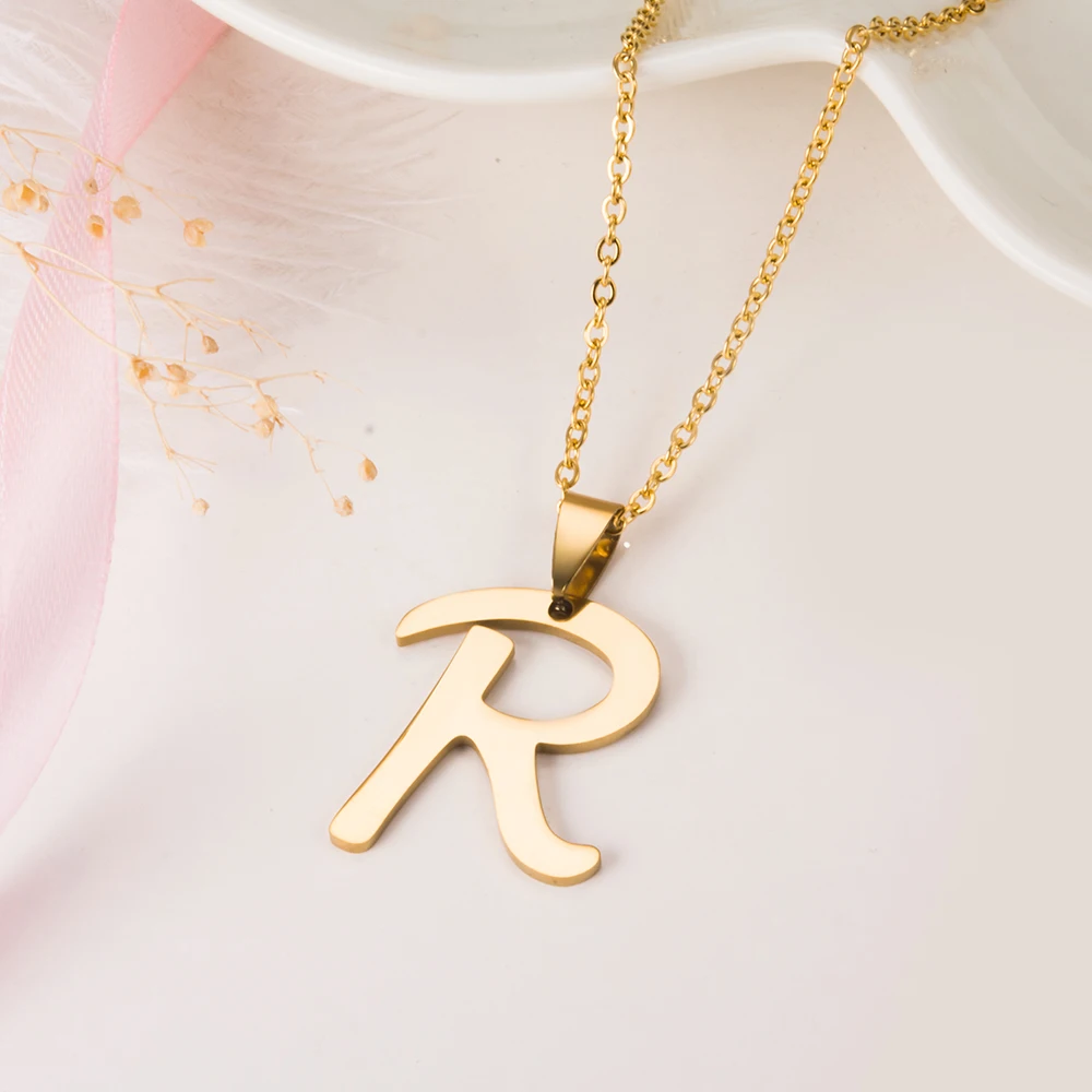 WANDO маленькая буква R золотого цвета инициальный Алфавит ожерелья 50 см цепь для