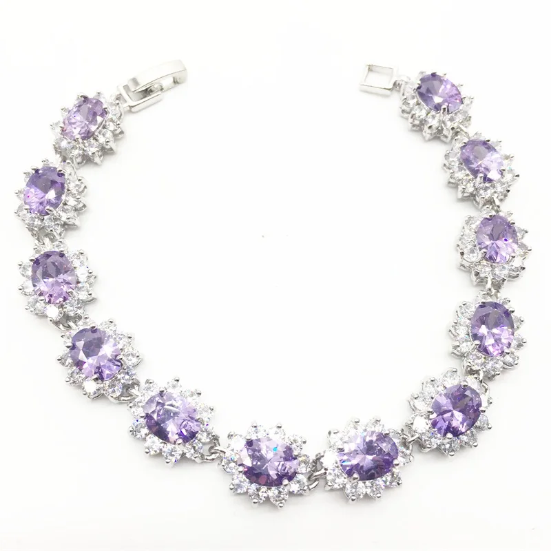 925 Silver Bridal Jewelry Purple Zircon Sets For Women Wedding Earrings/Pendant/Necklace/Rings/Bracelet | Украшения и аксессуары