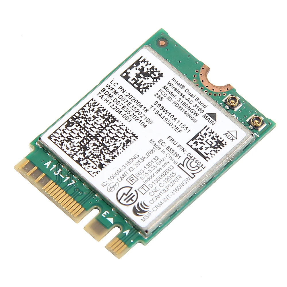 Беспроводная сетевая карта Wifi адаптер с поддержкой Intel AC 3160 NGW 802.11a/b/g/n BT 4 0