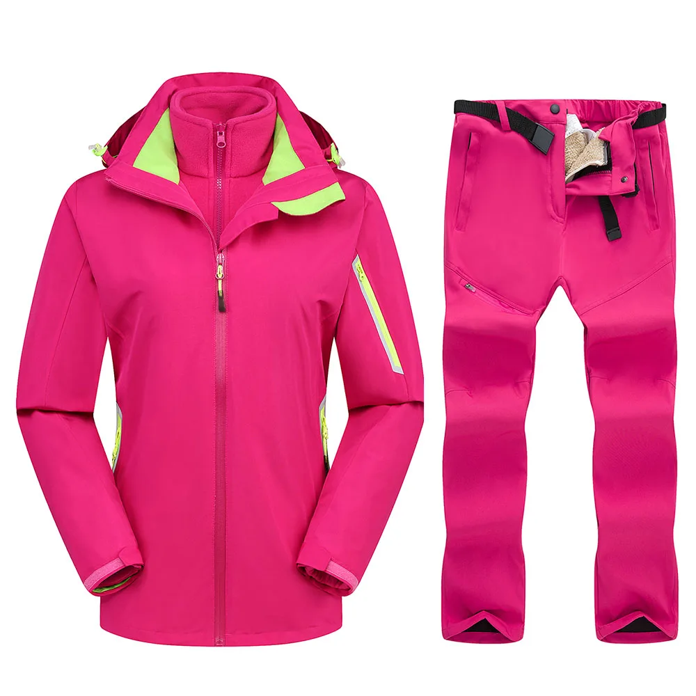 Rose J Rose P Goexplore ore зимний костюм женские брюки и куртка водонепроницаемый ветрозащитный Теплый комбинезон лыжный горный спортивный костюм для сноуборда женский - Цвет: Rose J Rose P