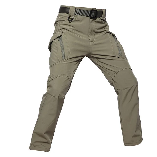 Army Green QIQICHEN IX9 стильные мягкие зимние тактические камуфляжные штаны, мужские Водонепроницаемые Военные флисовые брюки-карго, теплые армейские брюки - Цвет: Army Green