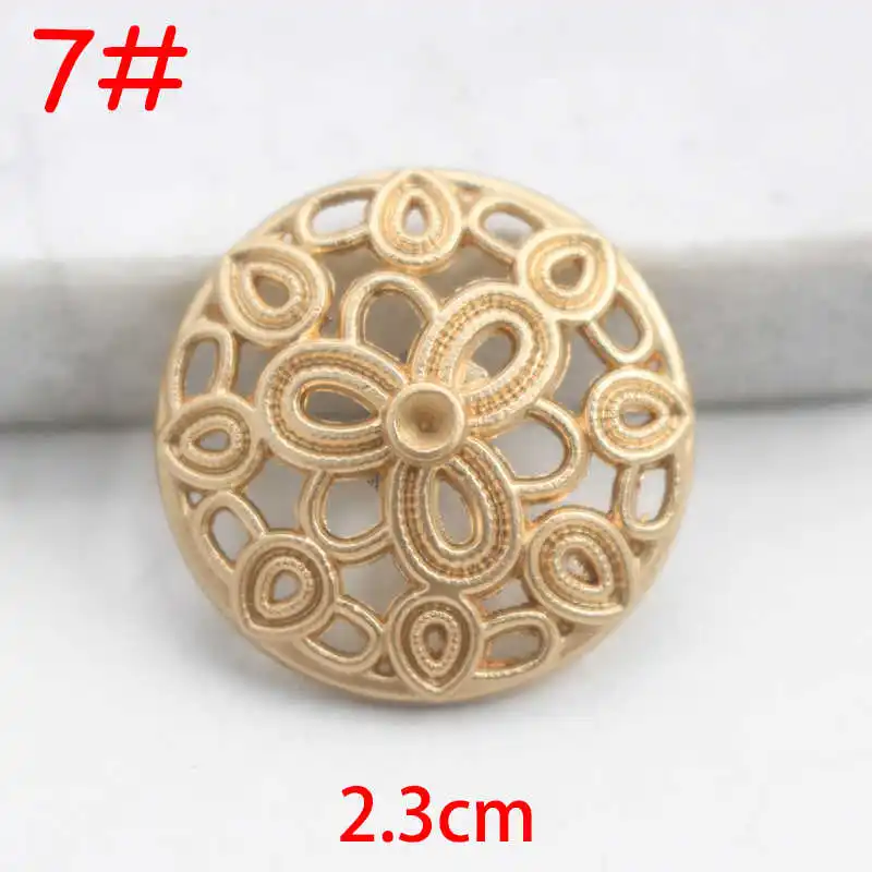 No7-2 2.3cm flowers Золотые, черные и Серебристые микс Звезда Сова Цветы Узор 10 шт 18 мм-38 мм металлические пуговицы, аксессуары для одежды, рубашки, брендовые пуговицы для пальто, P57 - Цвет: No7-2 2.3cm flowers