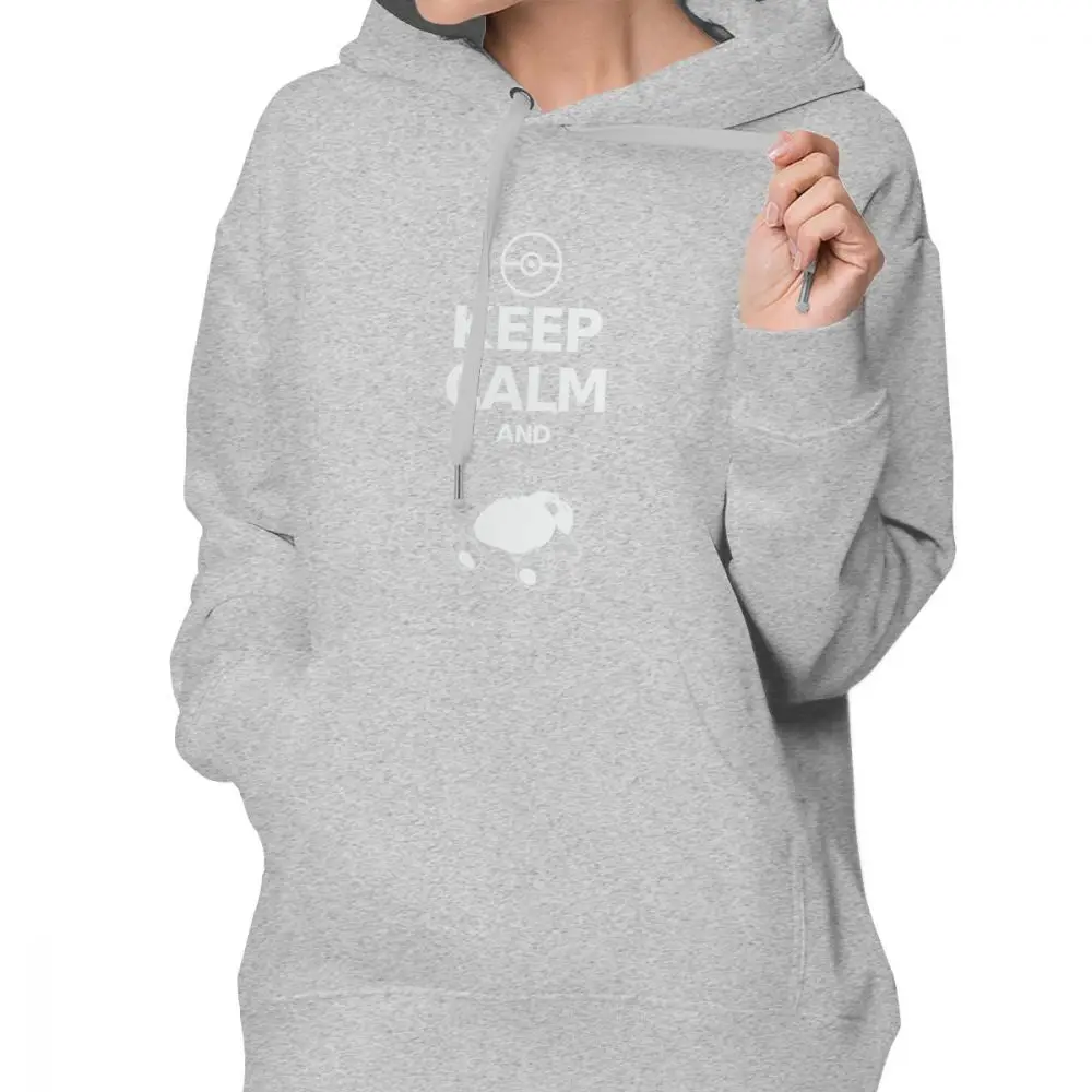 Keep Calm Carry Snorlax Sleep Pokemon-01 Женская с длинным рукавом Толстовка капюшоном карманом