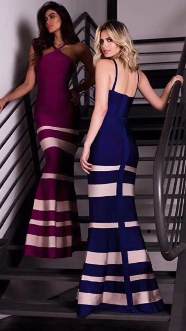 Высокое качество длинное платье без рукавов полной длины цвет красного вина Синий Твердые район Бандажное