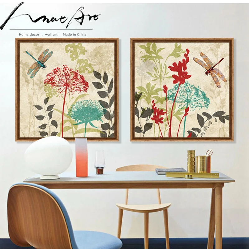 Bana цветы и стрекозы винтажные цветочные принты холст картины для гостиной