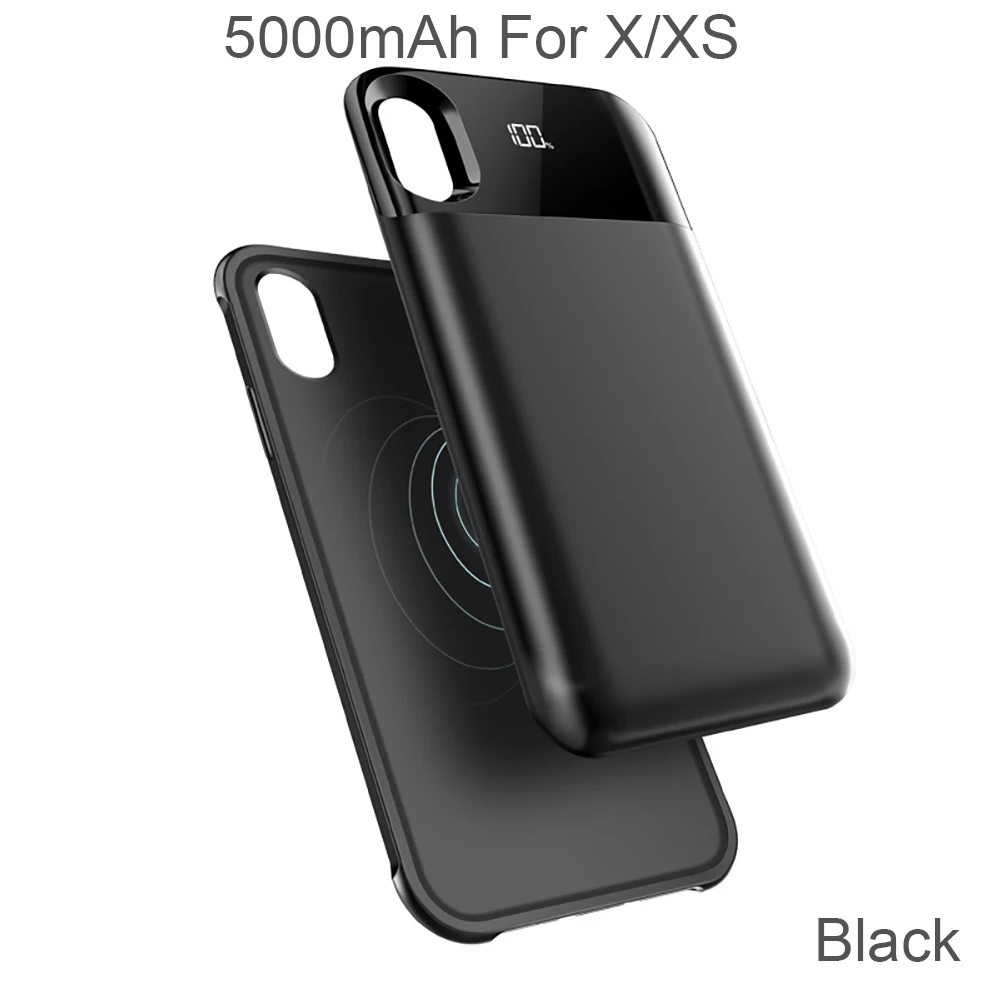5000mAh For X XS XGODY 5500 мАч смарт-Аккумулятор Чехол для iPhone X XS XR XS MAX тонкий внешний зарядный чехол для запасная аккумуляторная батарея для iphone резервного копирования Чехол экран - Цвет: 5000mAh For X XS