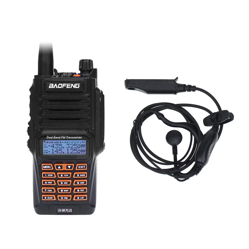 add earphone Новейший Baofeng UV-9R Plus Walkie Talkie Водонепроницаемый 8 Вт UHF VHF Двухдиапазонный 136-174/400-520 МГц Ham CB радио FM трансивер сканер - Цвет: add earphone