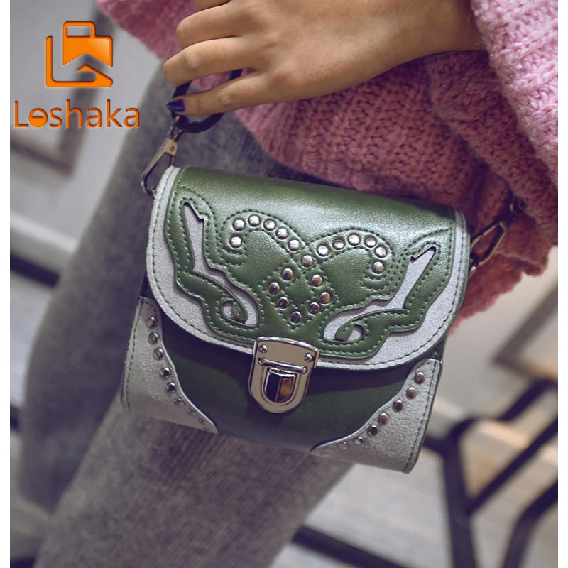 Заклепки Женская Сумка Дизайнер Женщин Сумки Высокого Качества ПУ Вышивка